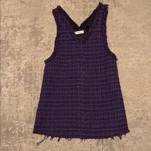 Zara Purple Tweed Sleeveless Top